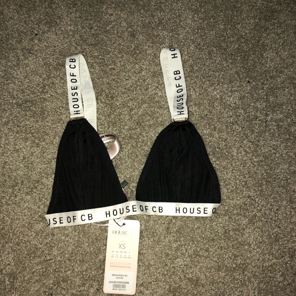 House of CB triangle ribbed bralette Black